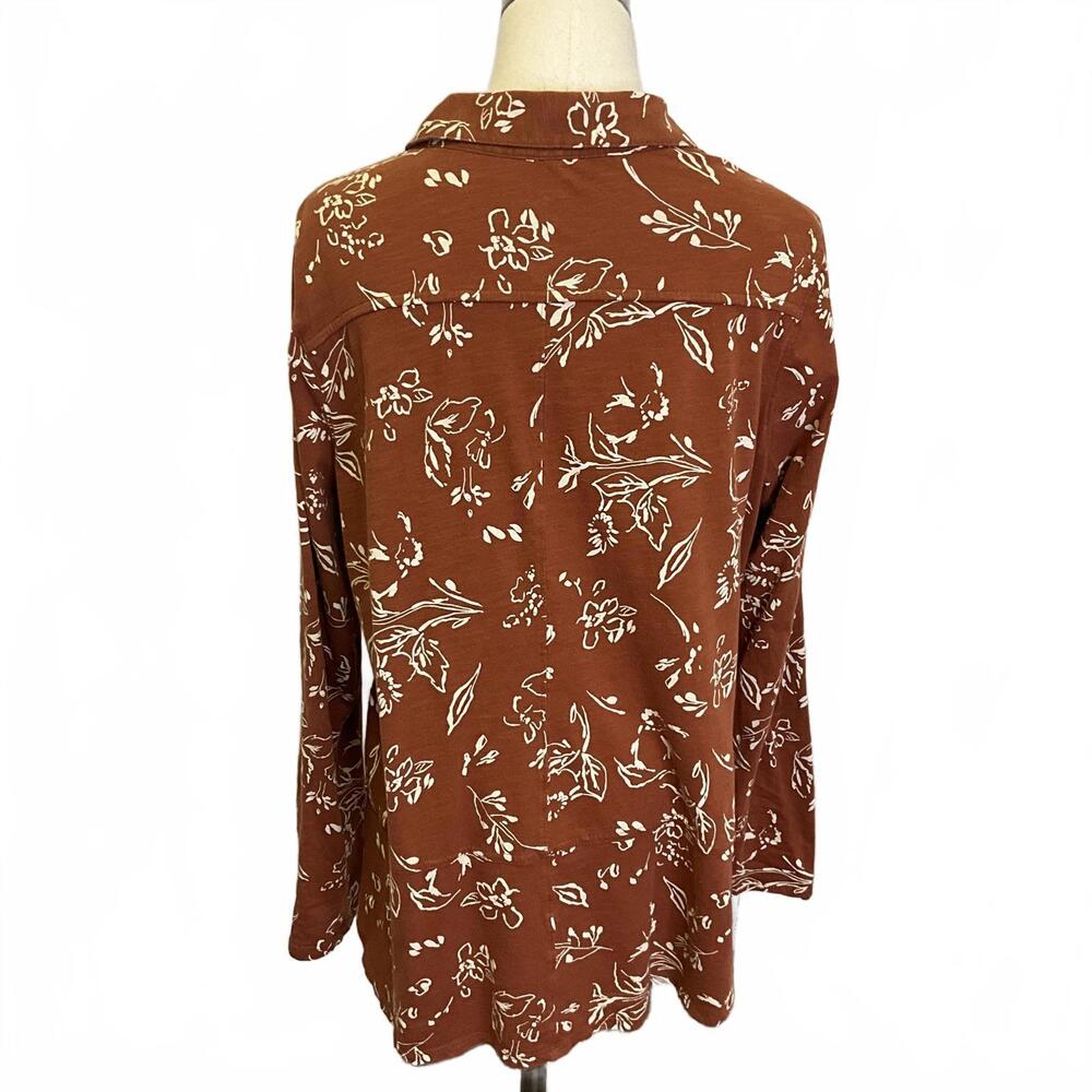 Sonoma Women's Size XL Brown Long Sleeve Button Down Shirt Top Cotton - Picture 5 of 9